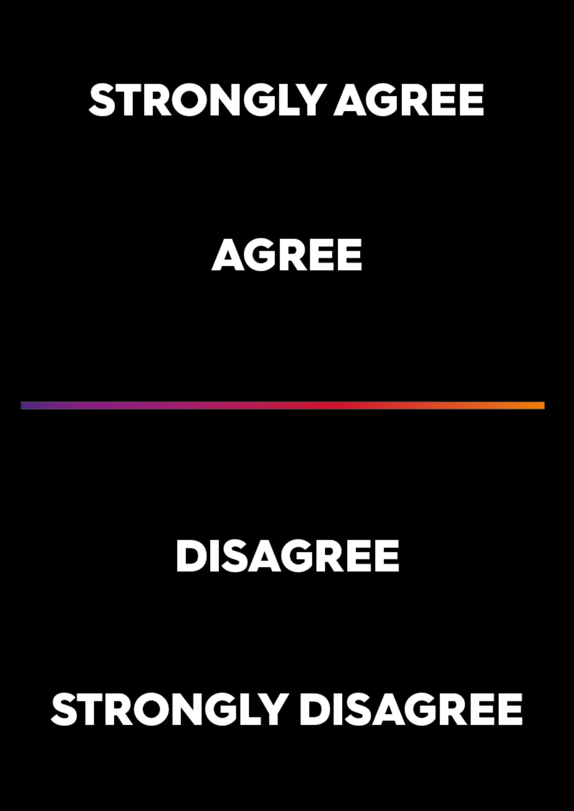 Darstellung der Tischplatte mit den Aussagen strongly agree, agree, disagree und strongly disagree.